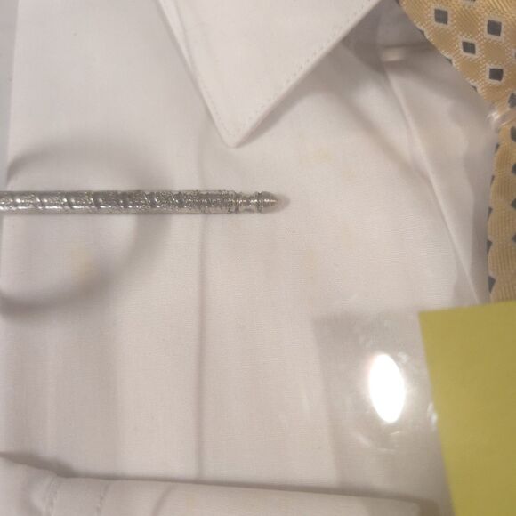 (2) Dress Shirt Tie Set Lot Mens 2XL White Green Collared Work Office New *READ - Picture 7 of 16